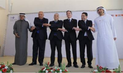 Яир Лапид - Министры иностранных дел США, Египта, ОАЭ, Бахрейна, Марокко и Израиля выступают в конце проведенной встречи - 7kanal.co.il - Израиль - Египет - Сша - Марокко - Эмираты - Бахрейн