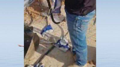 Видео: рабочий демонстративно порвал флаг Израиля на стройке в Ришон ле-Ционе - vesty.co.il - Израиль - Хура