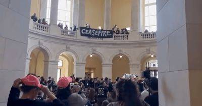 Требуют прекратить помощь Израилю: в здание Конгресса США ворвались протестующие (видео) - focus.ua - Израиль - Палестина - Сша - Украина - Видео