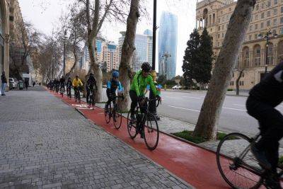 В центральной части Баку началась прокладка велосипедных дорожек (ФОТО) - trend.az - Азербайджан - Баку