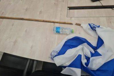 "Последний довод королей": демонстрант сломал древко флага о голову полицейского - 9tv.co.il - Израиль