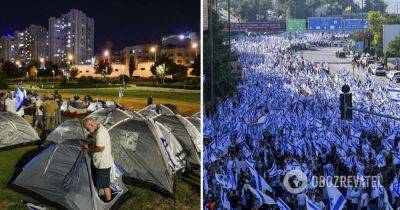 Биньямин Нетаньяху - Протесты в Израиле - в Иерусалиме под парламентом сотни противников судебной реформы Нетаньяху поставили палатки - фото, видео - obozrevatel.com - Израиль - Тель-Авив - Иерусалим - Видео