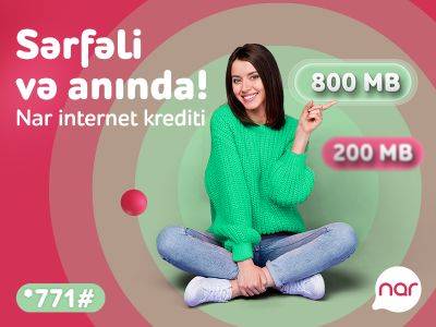 Услуга дата-кредита через «Internet Kredit» для абонентов Nar - trend.az