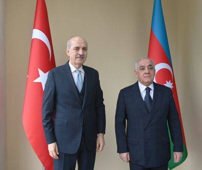 Ильхам Алиев - Али Асадов - Нуман Куртулмуш - Али Асадов обсудил расширение азербайджано-турецких связей с председателем ВНСТ (ФОТО) - trend.az - Турция - Азербайджан
