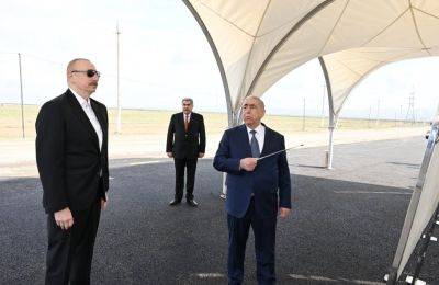 Ильхам Алиев - Салех Мамедов - Президент Ильхам Алиев принял участие в открытии автомобильной дороги в Гаджигабульском районе (ВИДЕО/ФОТО) - trend.az - Азербайджан - Президент - район Гаджигабульский