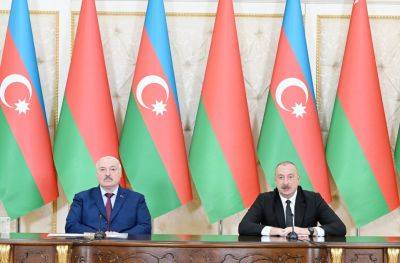 Ильхам Алиев - Александр Лукашенко - Президент Ильхам Алиев и Президент Александр Лукашенко выступили с заявлениями для прессы (ФОТО) - trend.az - Белоруссия - Азербайджан - Президент