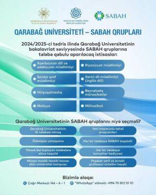 Названы специальности, по которым будет осуществляться набор в группы "SABAH" в Карабахском университете - trend.az - Азербайджан