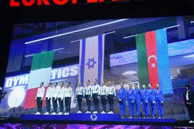 Кубок Европы в Баку: церемония награждения команд в групповых упражнениях (ФОТО) - trend.az - Израиль - Италия - Азербайджан - Президент