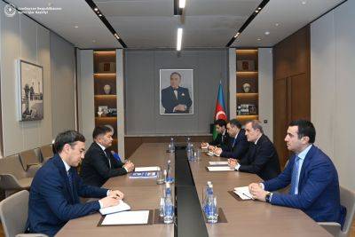 Джейхун Байрамов - Кайрат Осмоналиев - Джейхун Байрамов принял посла Кыргызстана в связи с завершением его дипмиссии - trend.az - Азербайджан - Киргизия