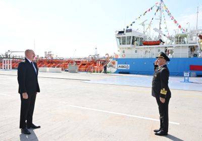 Ильхам Алиев - Президент Ильхам Алиев - Президент Ильхам Алиев принял участие в церемонии сдачи в эксплуатацию танкера «Зангилан» (ФОТО/ВИДЕО) - trend.az - Азербайджан - Баку - Президент