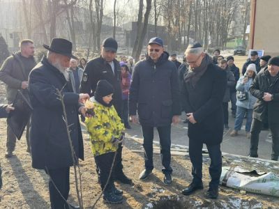 Йонатан Маркович - Шеф ГУР МО України Кирило Буданов, головний рабин Києва Йонатан Маркович, посол Ізраїлю в Україні Міхаель Бродський саджають дерева на святі Ту бі-Шват у Києві, наголошуючи на символіці відновлення - nikk.agency - Израиль - Israel - Україна